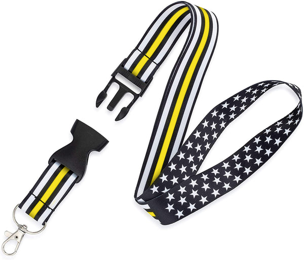 American Flag Lanyard - Badge and ID Holder (Thin Gold Line)