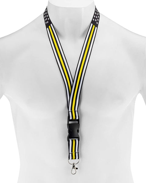 American Flag Lanyard - Badge and ID Holder (Thin Gold Line)