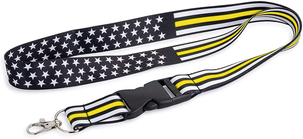 American Flag Lanyard - Badge and ID Holder (Thin Gold Line)