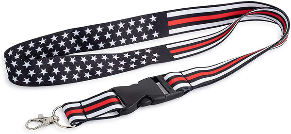 American Flag Lanyard - Badge and ID Holder (Thin Red Line)